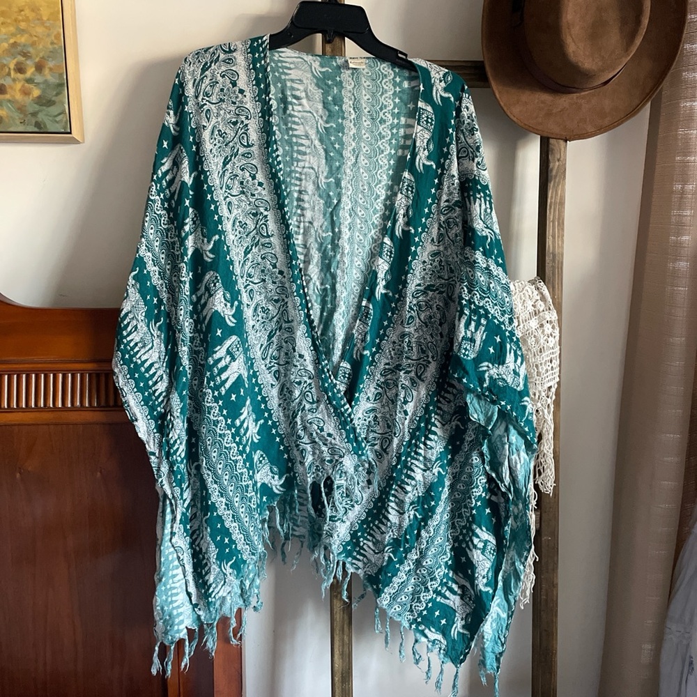 Kathmandu Teal and White Wrap